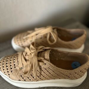 Women's Tan Woven Sneakers